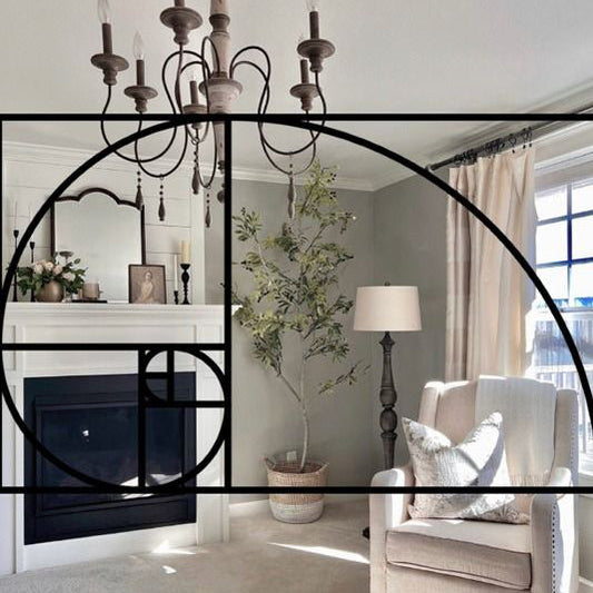 Cozy living room with fireplace and armchair demonstrating the psychology of interior design using balance and comfort