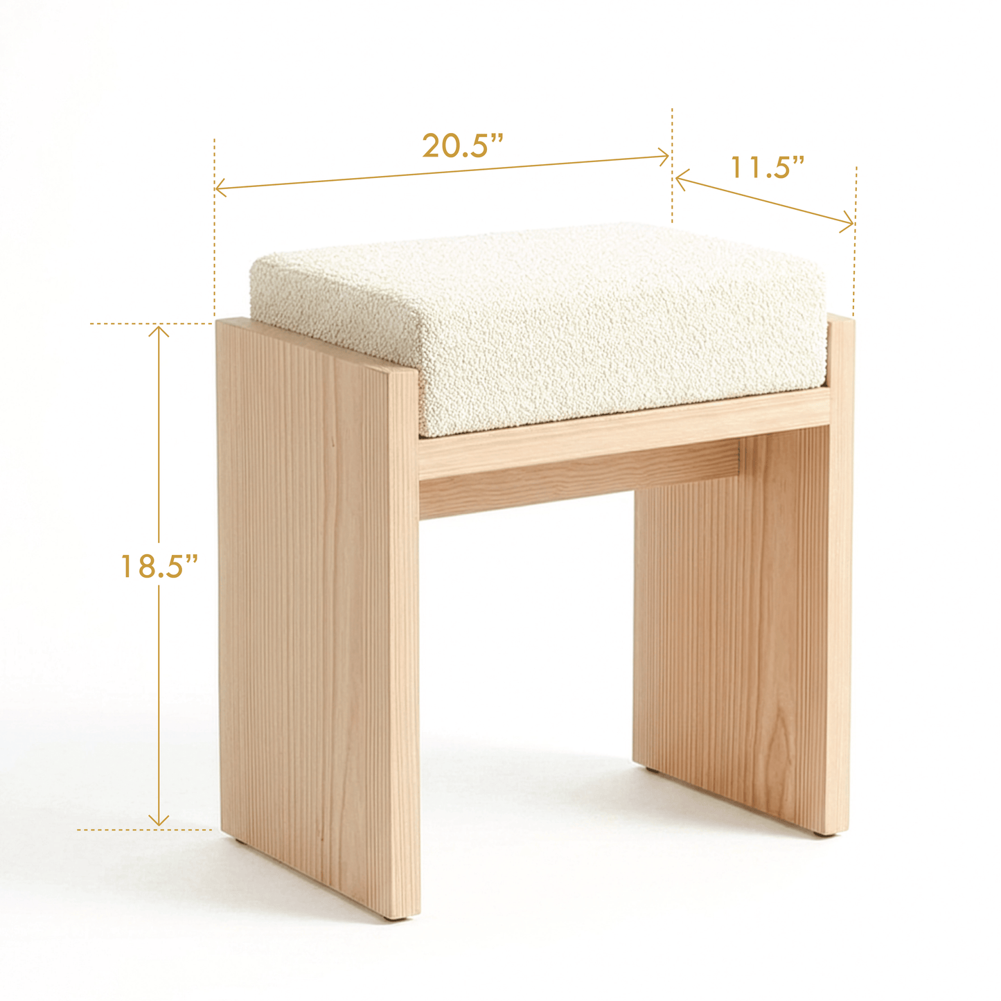 Chibi Bouclé Stool pinewood grain texture close-up — A Good Life