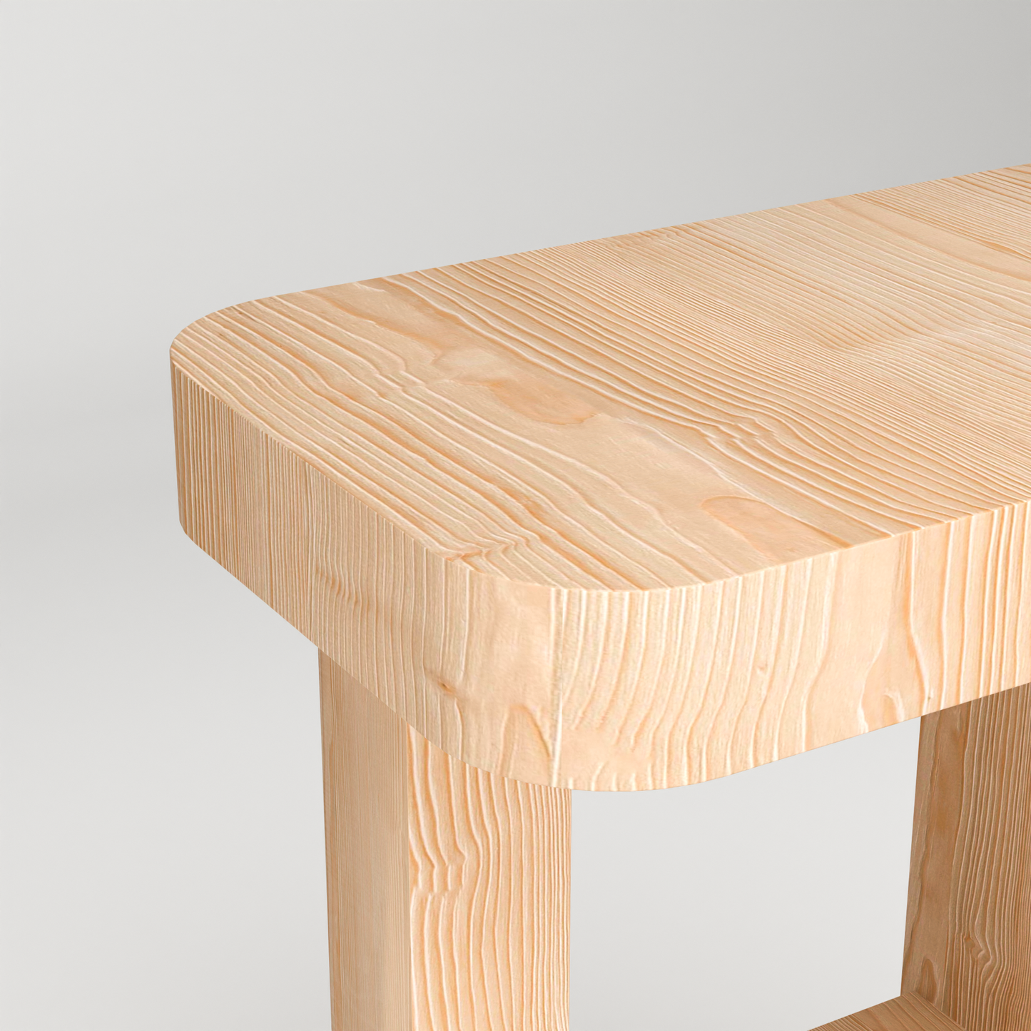 A Good Life minimalist artsy nightstand made of smooth natural wood with rounded edges