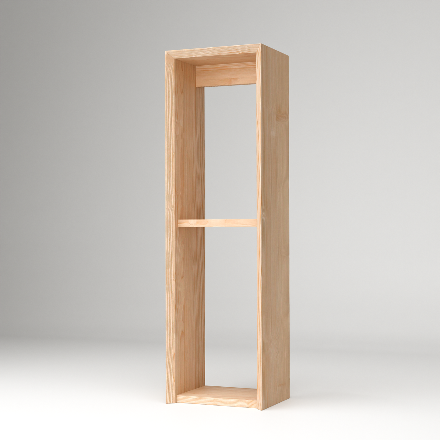 Minimalist pinewood stand by A Good Life with a simple rectangular design and open shelves