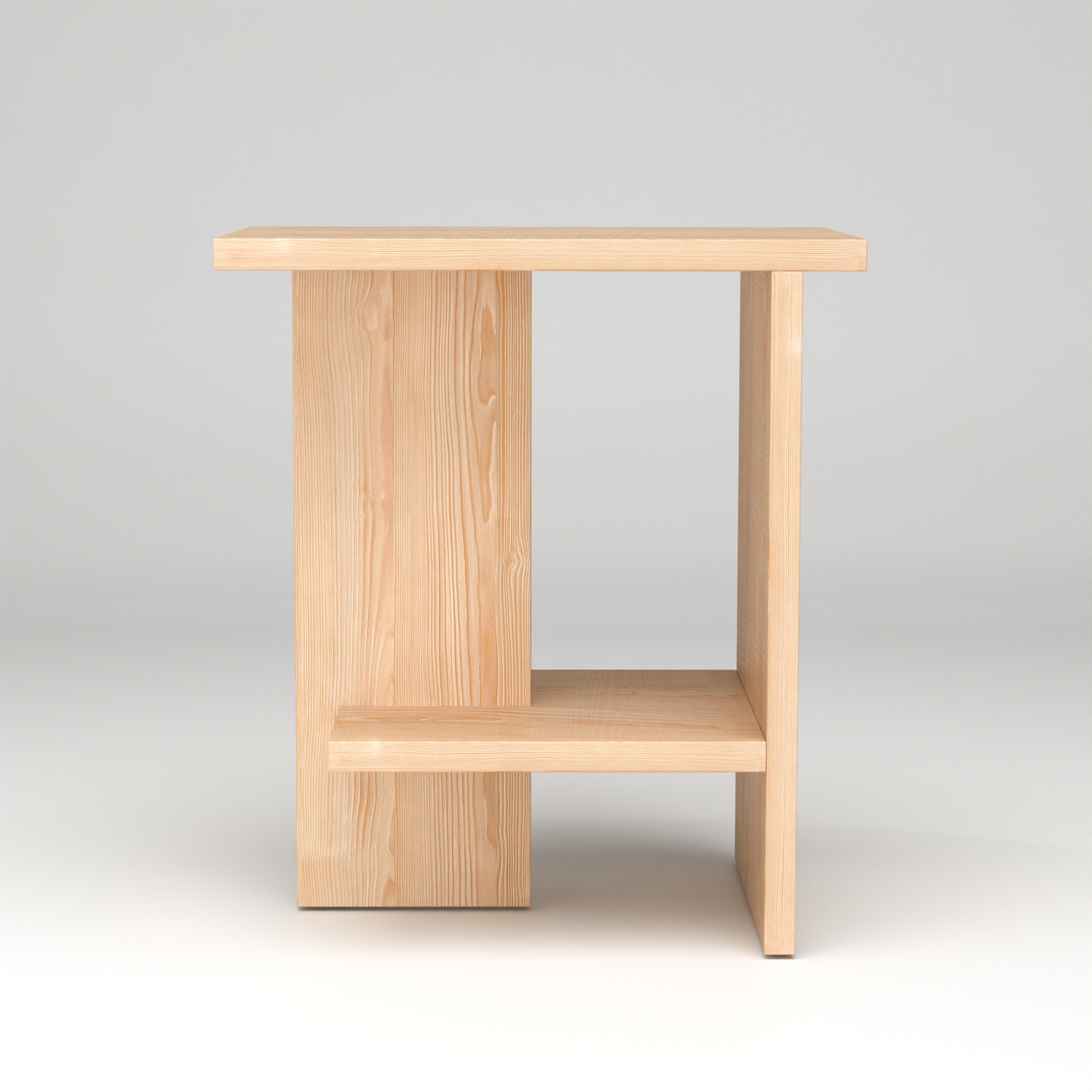 Minimalist quiet nightstand by A Good Life made of light natural wood with open shelf design