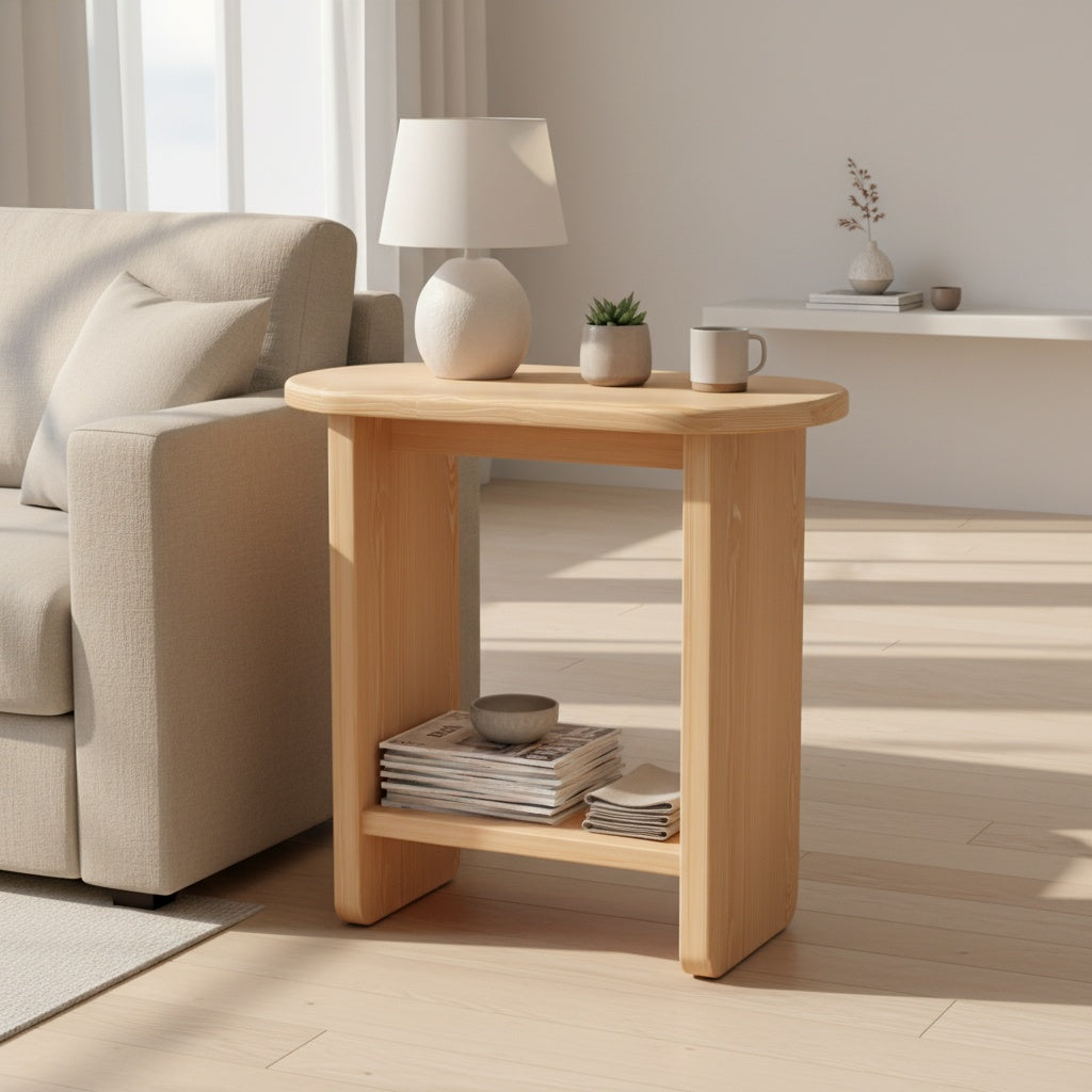 Nordic solid pine nightstand Soma with natural wood finish for minimalist bedroom decor by A Good Life