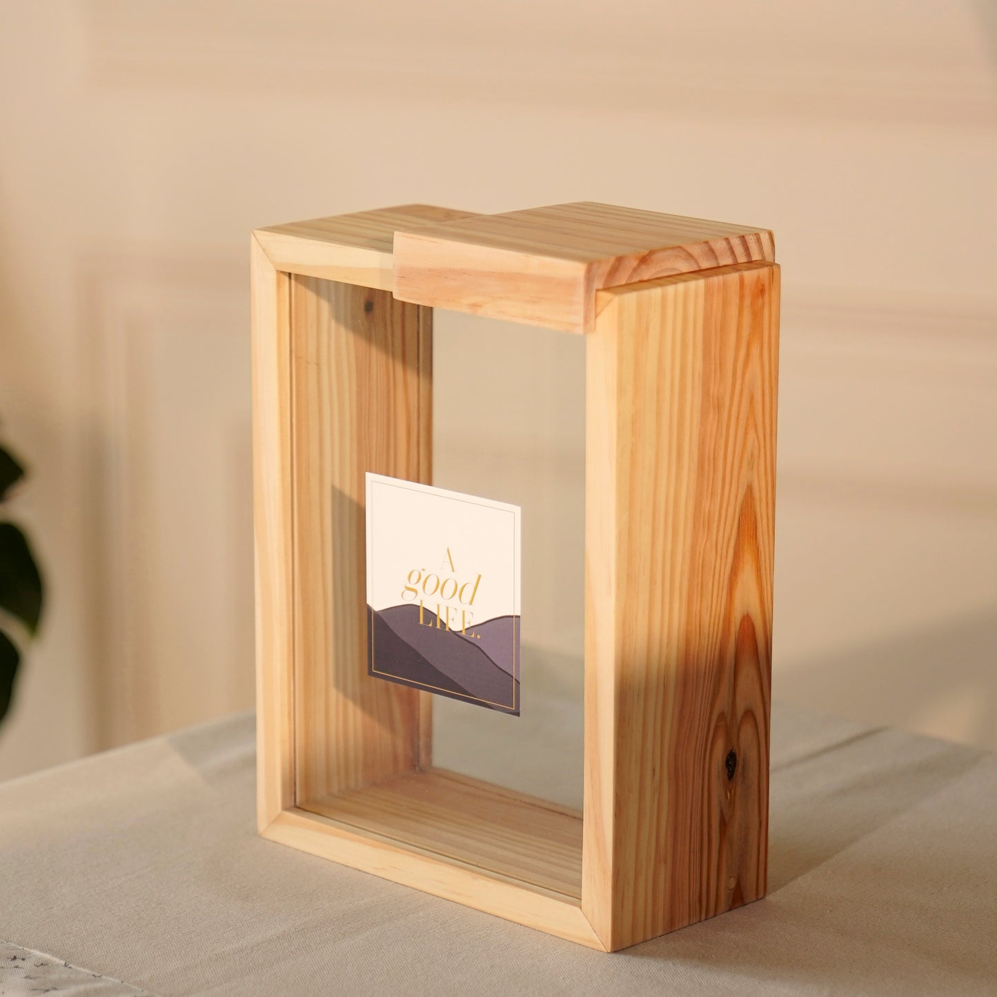 A Good Life pine pantry box with clear front panel and natural wood finish for kitchen storage