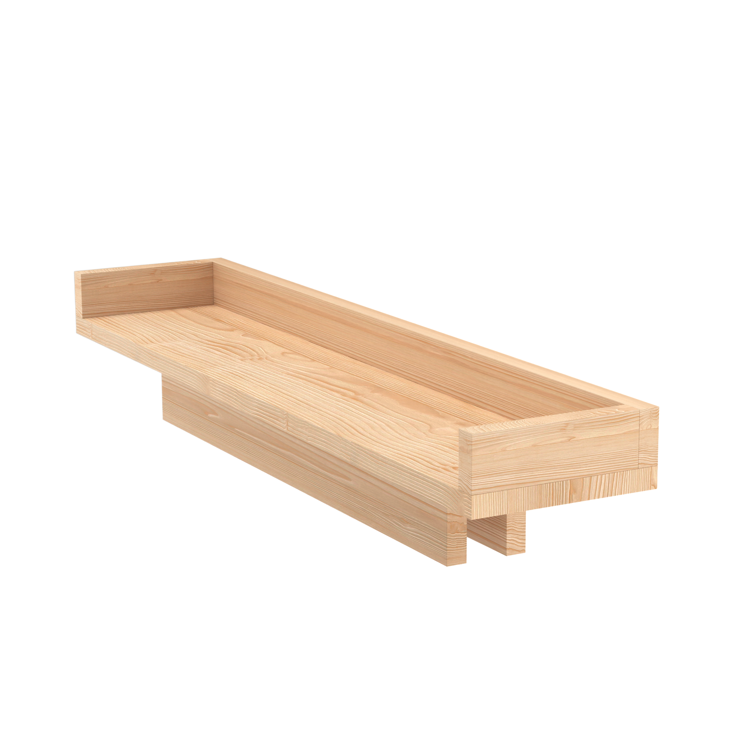 A Good Life pine wood balcony shelf in natural finish with simple rectangular design