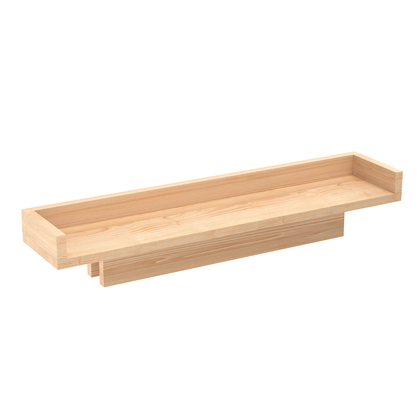 A Good Life pine wood balcony shelf with natural finish and simple rectangular design