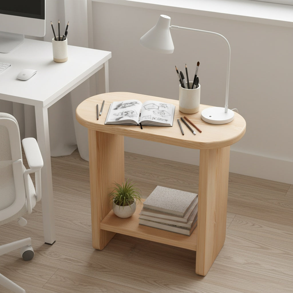 Scandinavian wooden Soma bedside table storage with natural finish for organized bedroom spaces