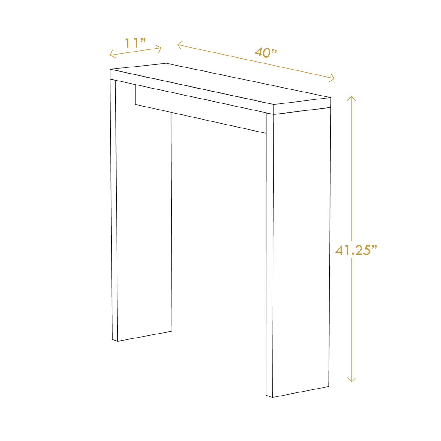 A Good Life solid wood narrow hallway table with dimensions 40 by 11 by 41.25 inches