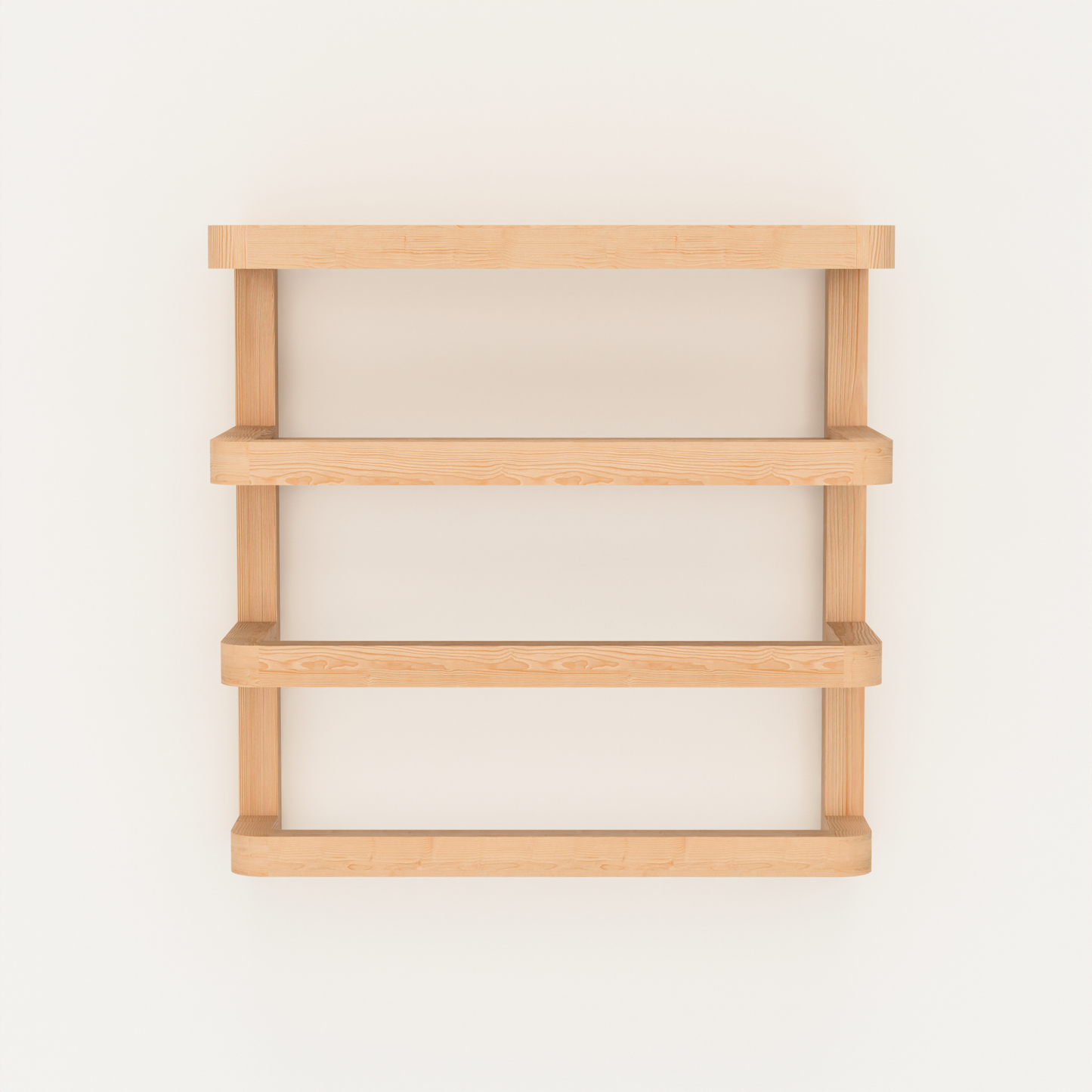 A Good Life solid wood towel rail for bathroom with natural finish and four horizontal bars