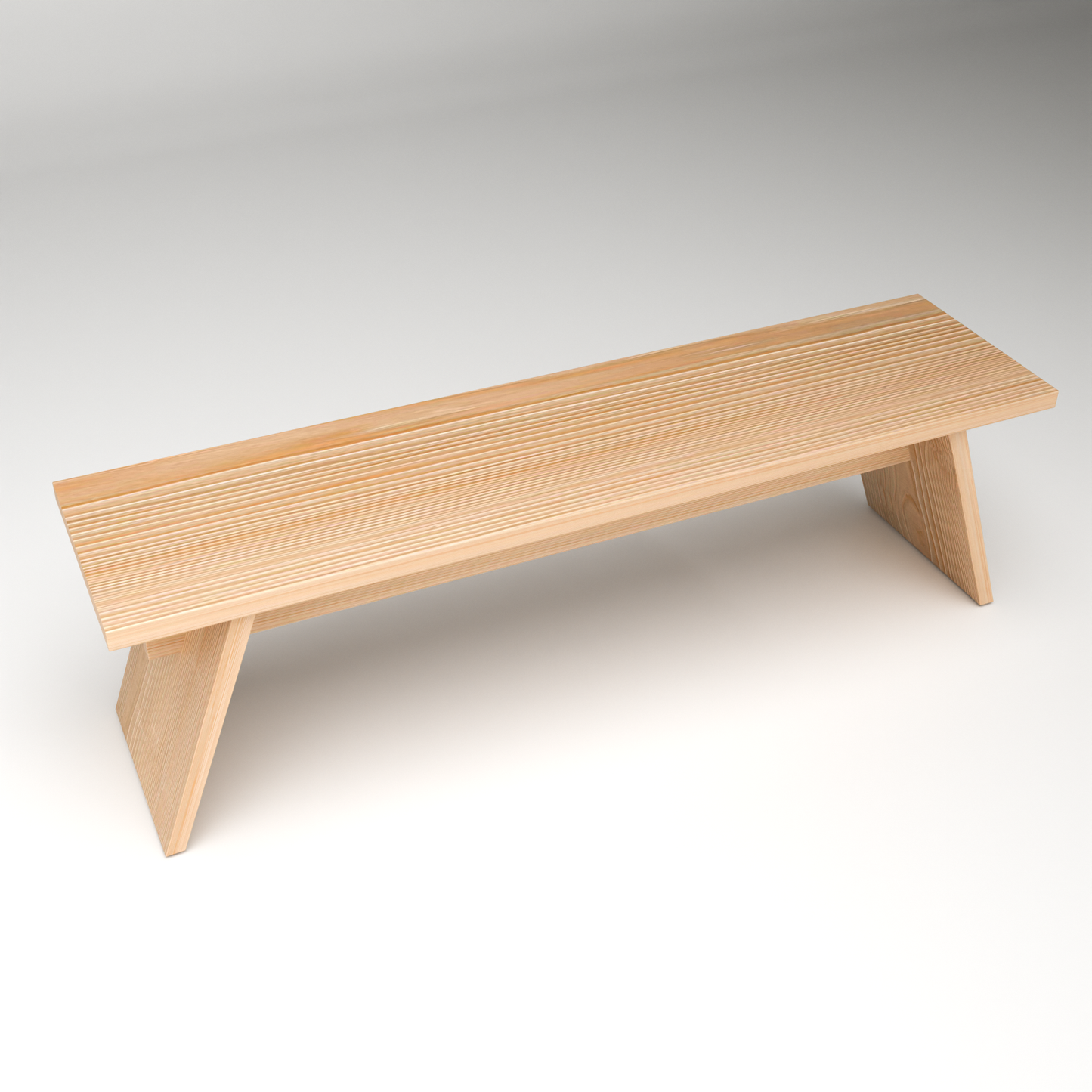 Minimalist solid wood bench by A Good Life with simple natural finish and angled legs