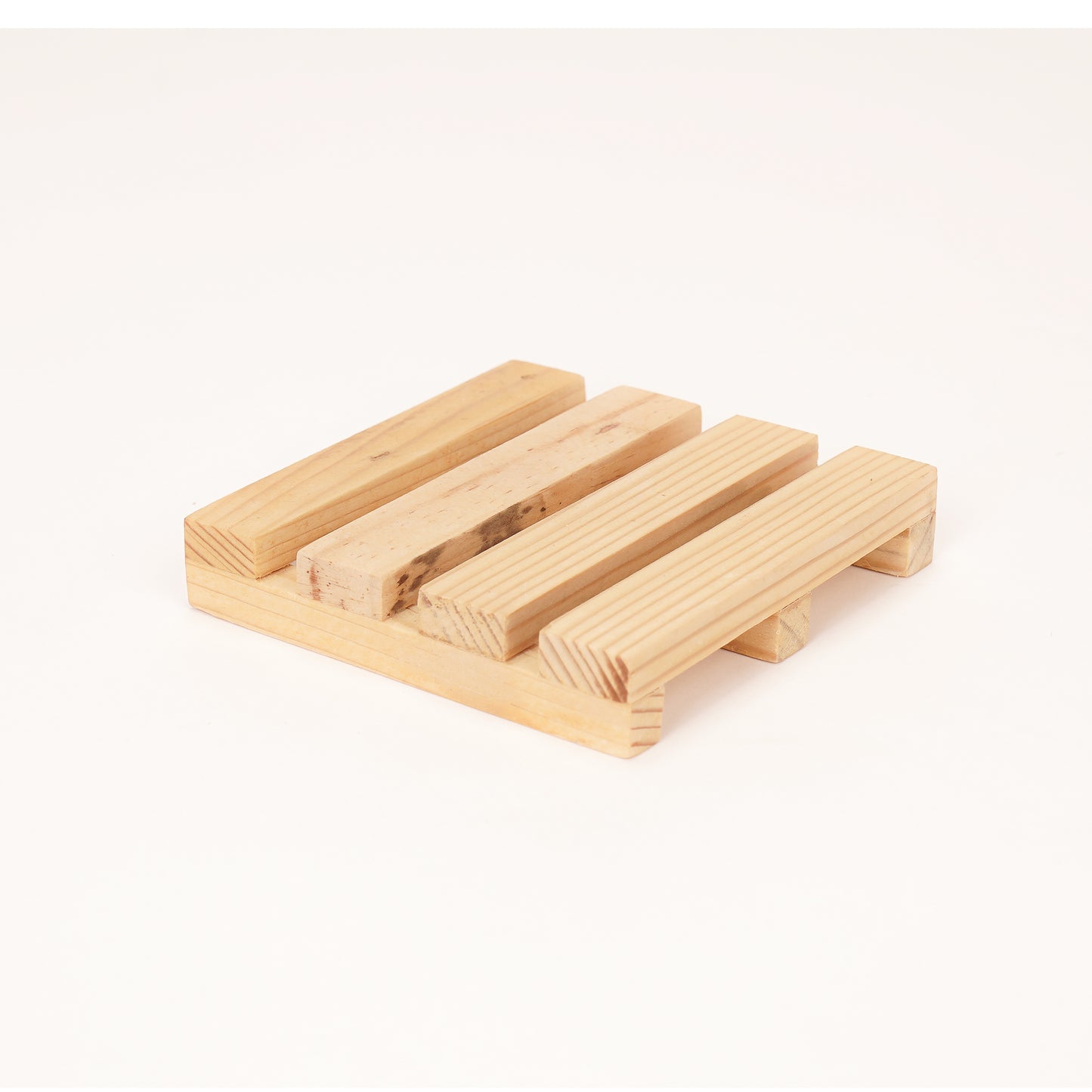 A Good Life wooden pallet coasters made of natural light wood with a simple slatted design