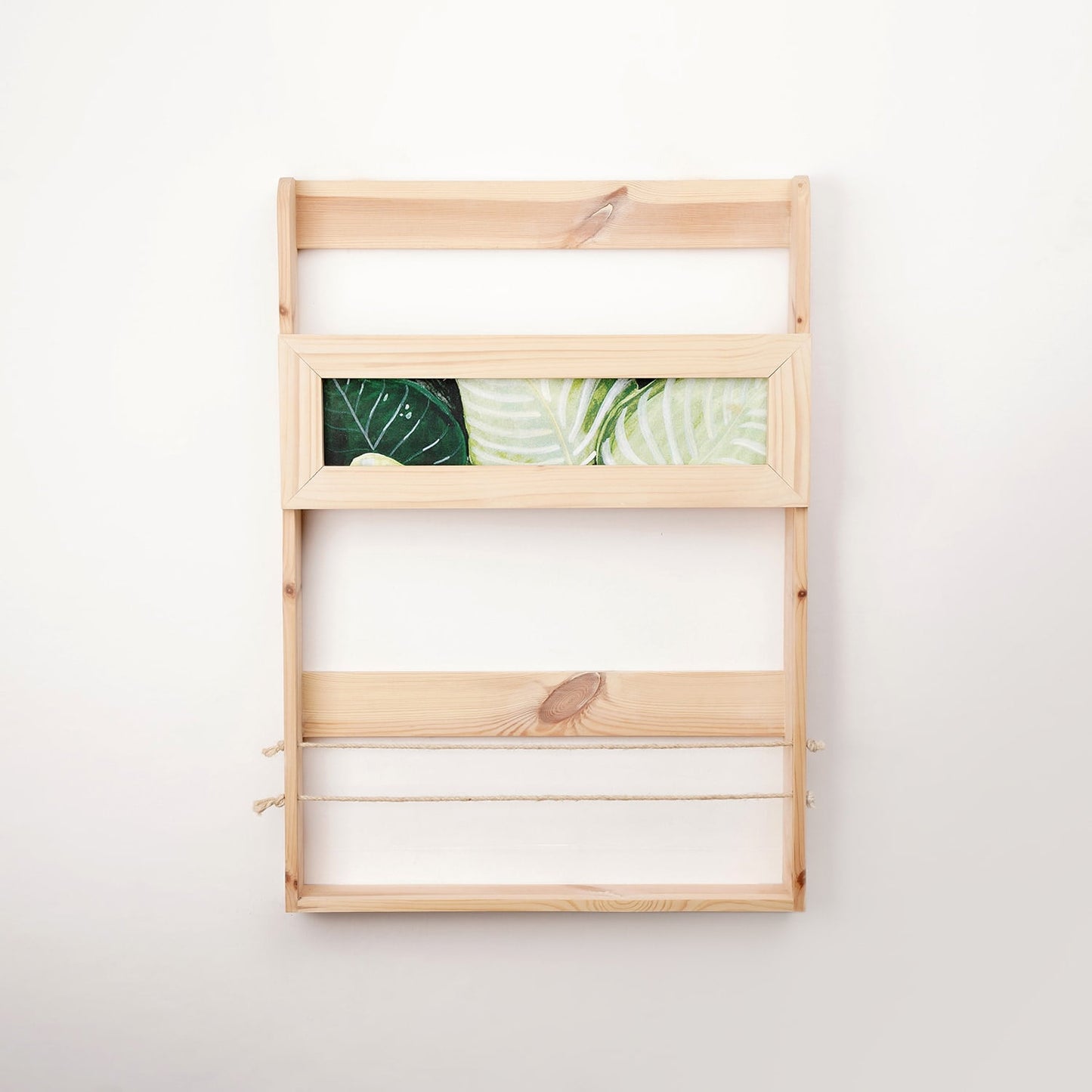 A Good Life Quote Bookshelf in natural wood finish designed as a minimalist magazine rack for modern storage