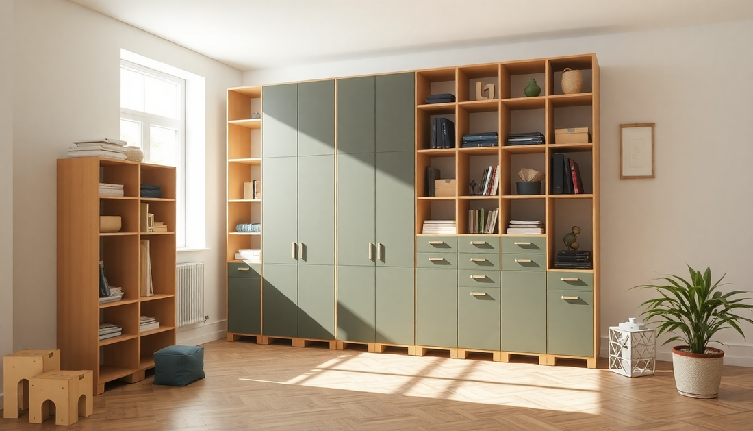 Modular Storage Systems Organisation India | Japandi Pinewood | A Good Life