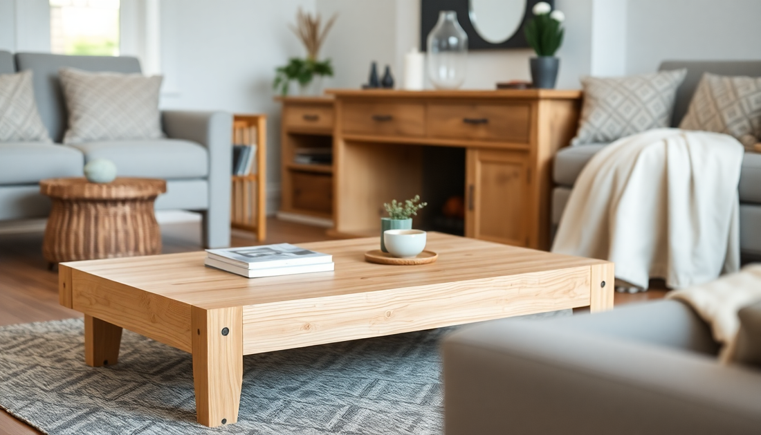 Choosing handcrafted coffee tables with premium wood and timeless design in a cozy Indian living room