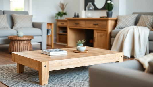 Choosing handcrafted coffee tables with premium wood and timeless design in a cozy Indian living room