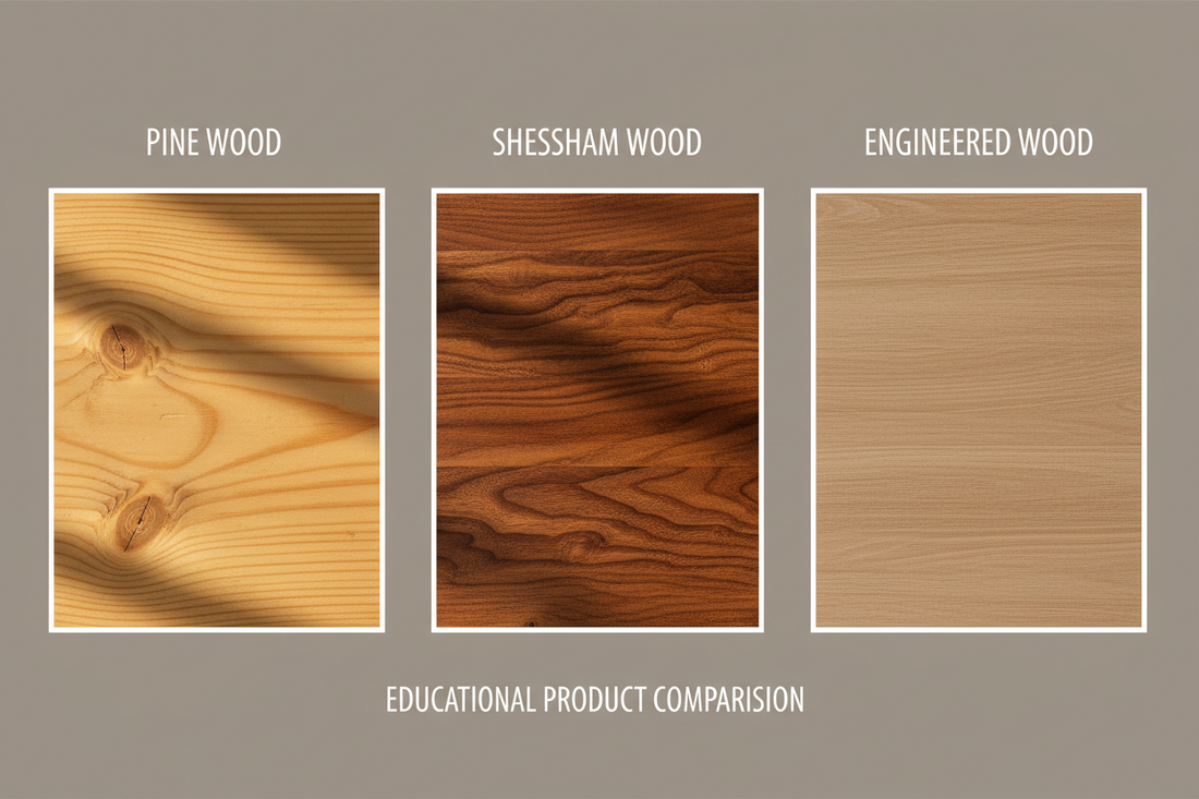 solid wood bed Delhi NCR pine vs sheesham vs engineered wood comparison