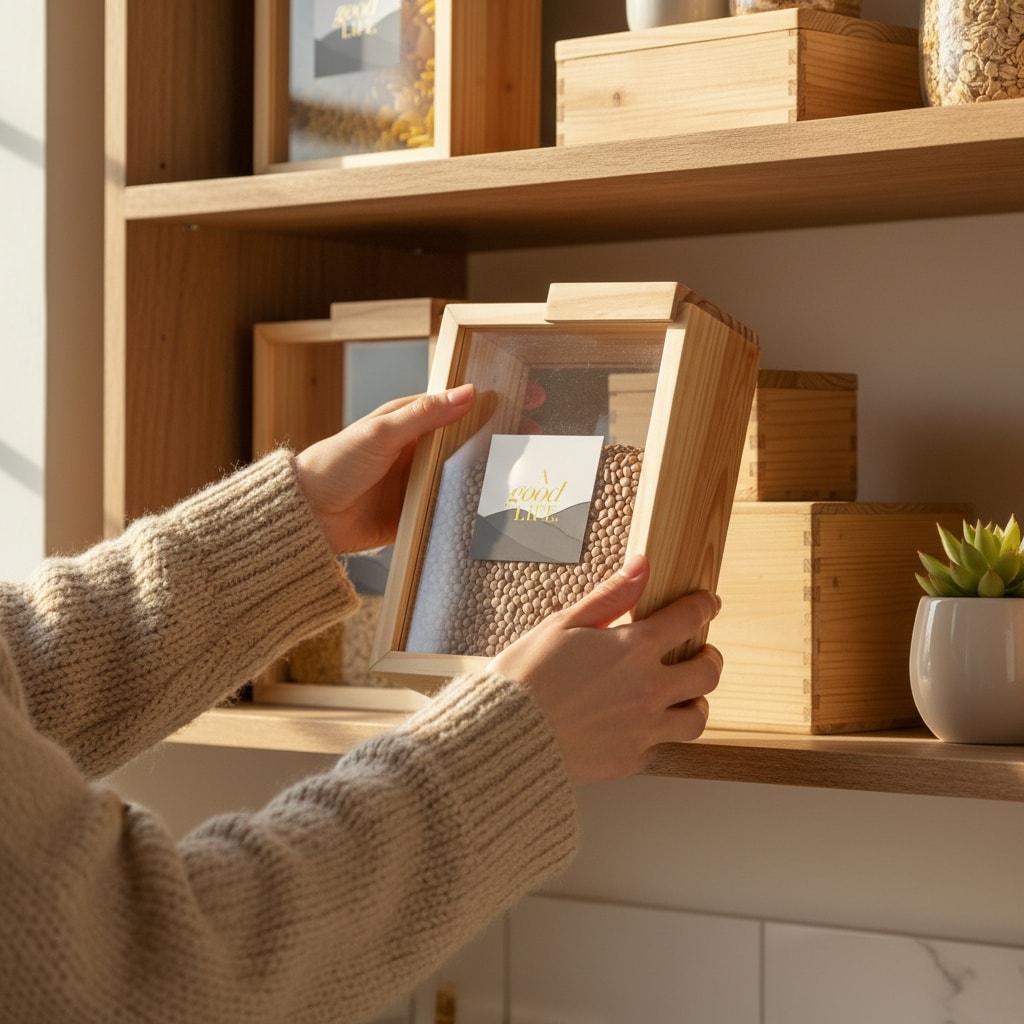 Japandi pinewood kitchen accessories and storage organizers by A Good Life India