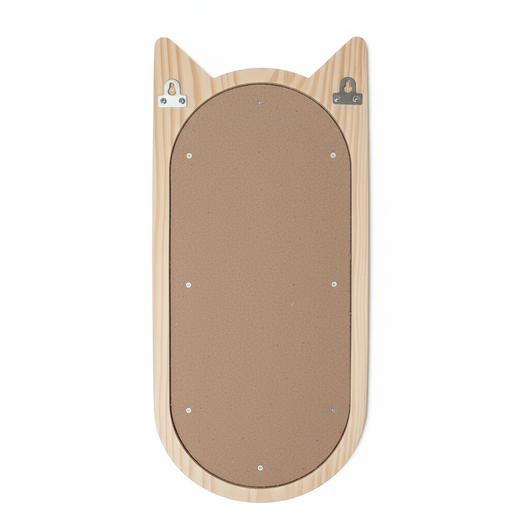 Hana wooden cat mirror in solid pinewood, studio product view showing natural wood grain — A Good Life