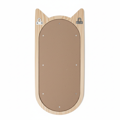 Hana wooden cat mirror in solid pinewood, studio product view showing natural wood grain — A Good Life