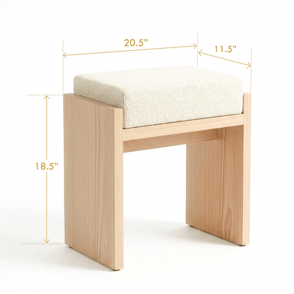Chibi Bouclé Stool pinewood grain texture close-up — A Good Life
