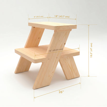 Chibi Step Stool in natural pinewood, lifestyle shot showing scale and proportion, A Good Life

