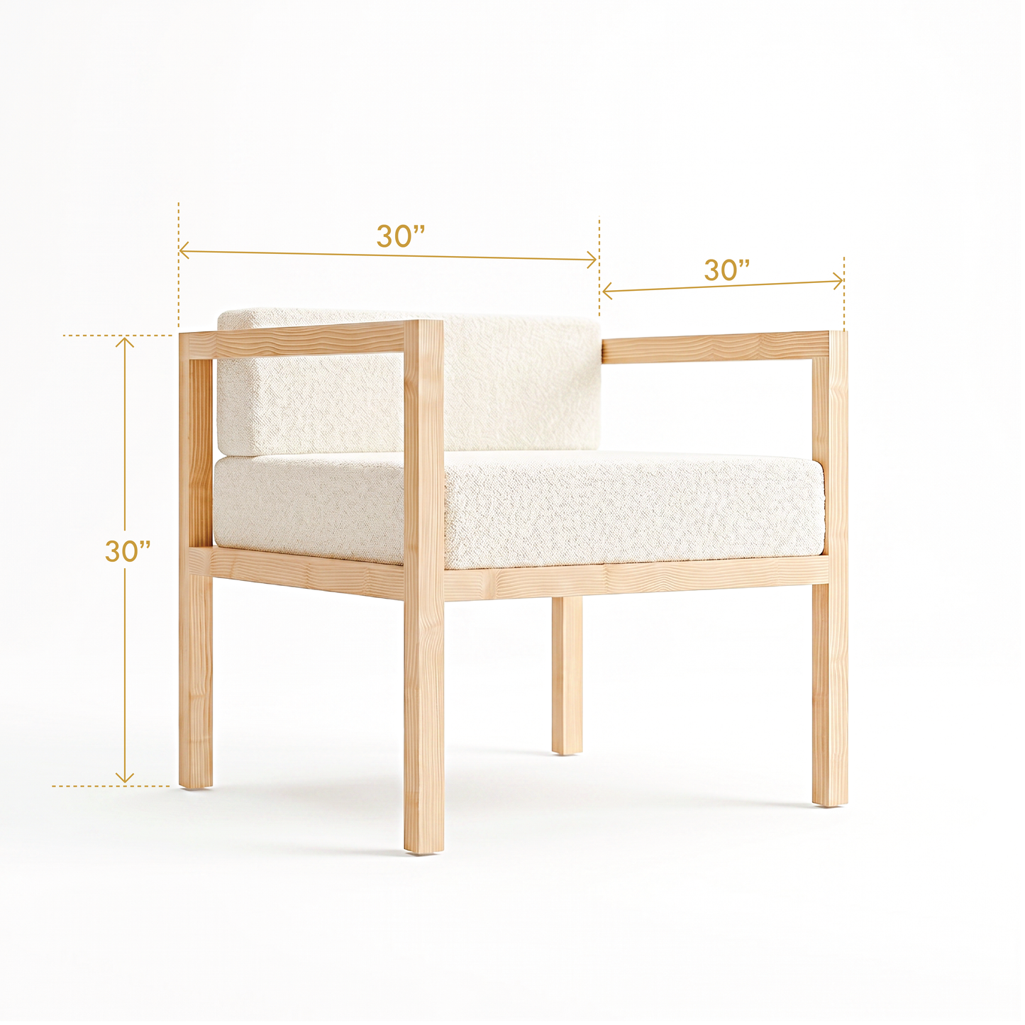 Kosho Lounge Chair dimensions — width, depth and seat height measurements of the Japandi pinewood lounge chair by A Good Life

