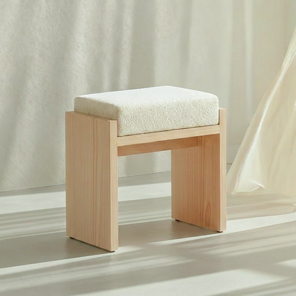 Chibi Bouclé Stool styled in a calm decor corner