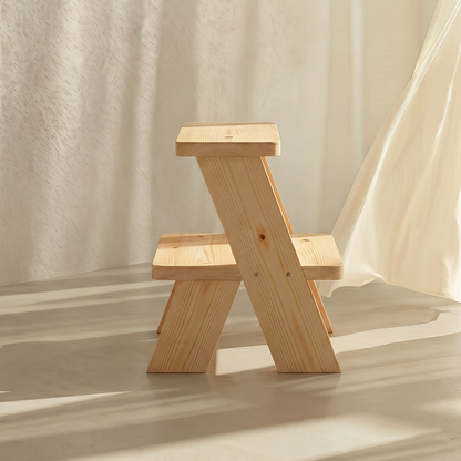 Minimal pinewood step stool with screw less design