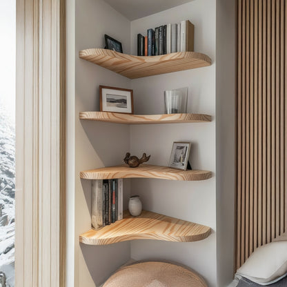 Wavy-Edge Floating Shelf Set (4-Piece)