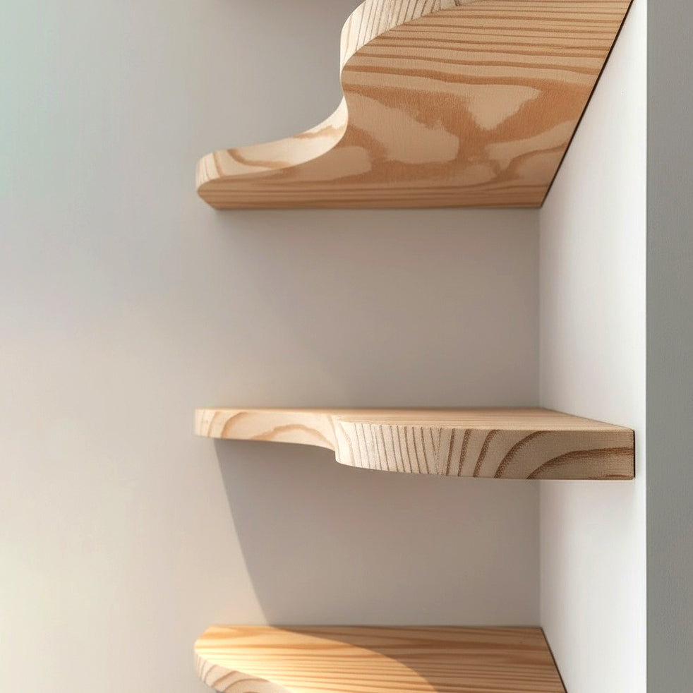 Wavy-Edge Floating Shelf Set (4-Piece)