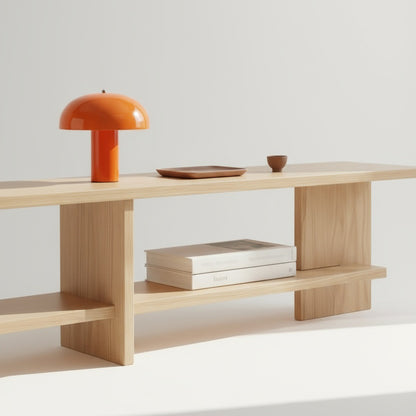 Scandinavian wooden Quiet console table with clean lines and natural pine finish for minimalist home furniture