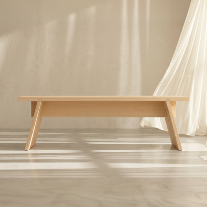 Kosho Pinewood Bench front view in solid Nordic pine — A Good Life