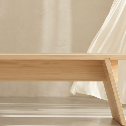 Kosho Pinewood Bench pinewood grain and matte finish close-up — A Good Life