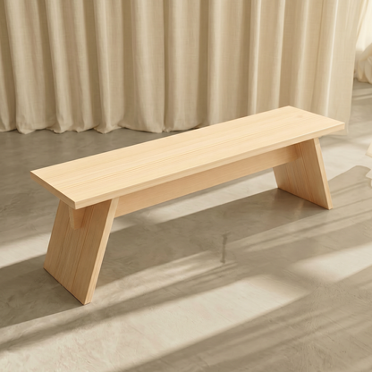 Kosho Pinewood Bench styled in a Scandinavian entryway — A Good Life