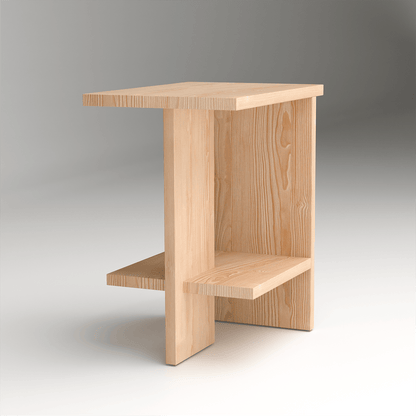 Minimalist bedroom wooden Quiet nightstand organizer with functional open shelf design