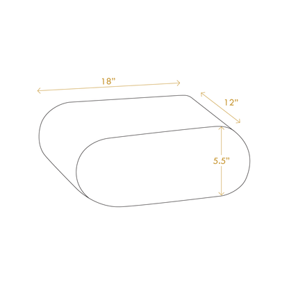 Diagram showing dimensions of minimalist floating bedside table with 18 by 12 by 5.5 inches