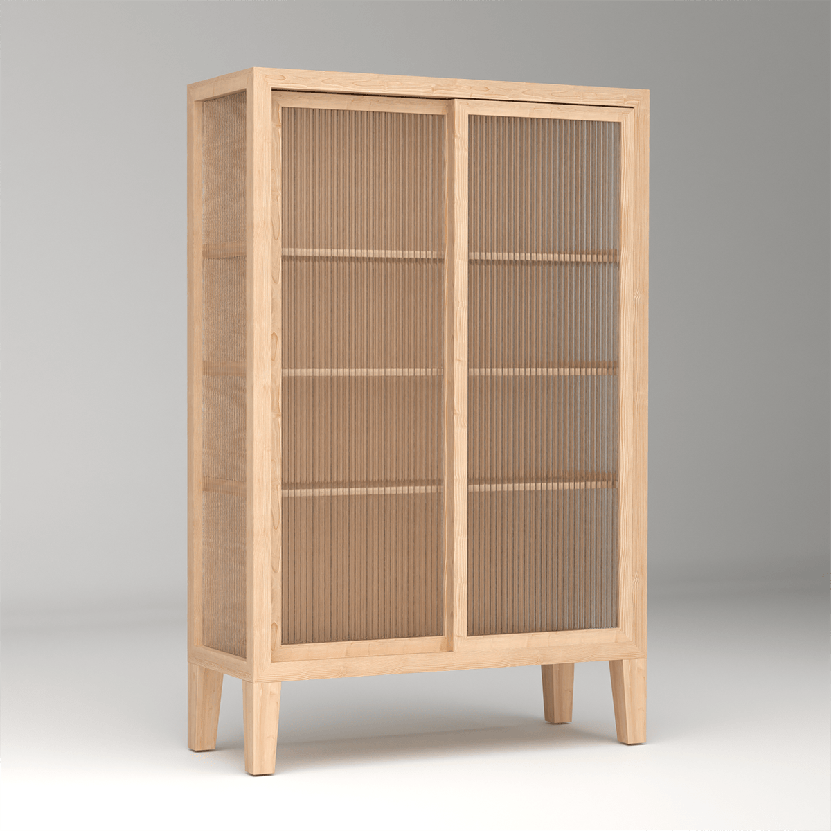 Minimalist living room fluted glass cabinet stand - contemporary Nordic furniture for elegant interiors