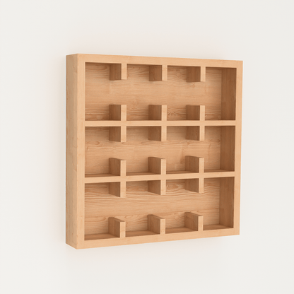 Minimalist pine wood mug rack kitchen organizer in solid wood with wall-mounted design for coffee culture home