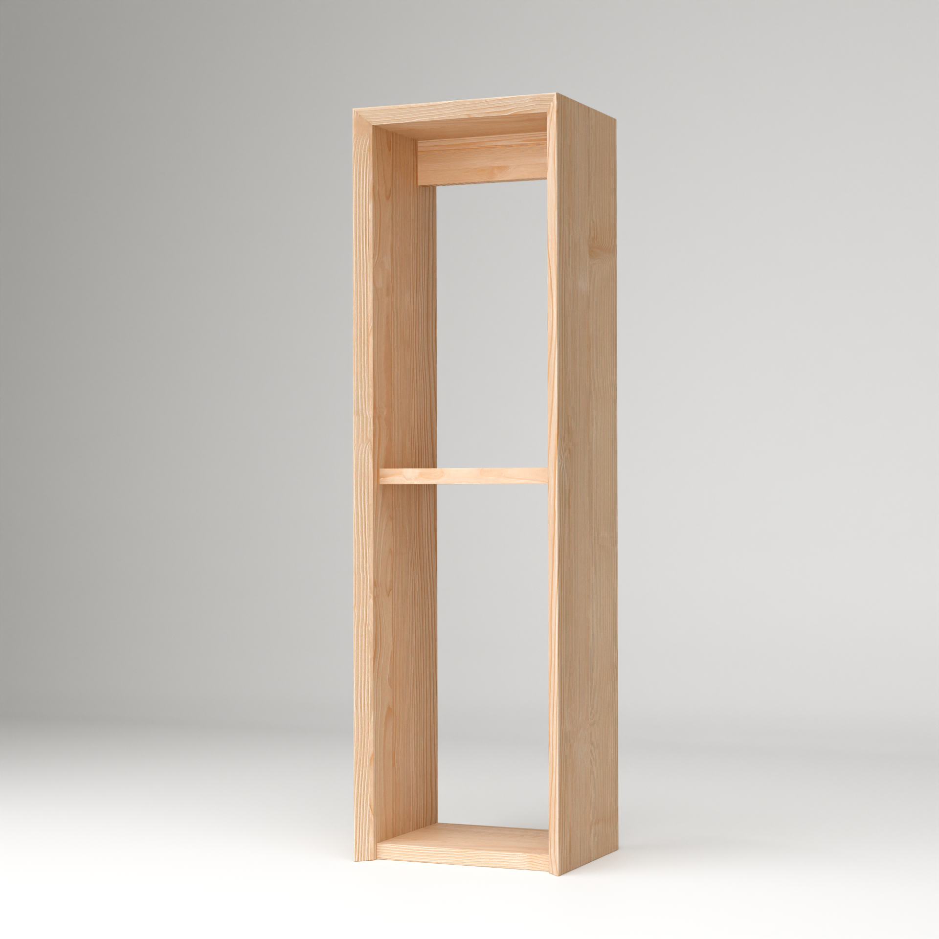 Minimalist pinewood stand by A Good Life with a simple rectangular design and open shelves
