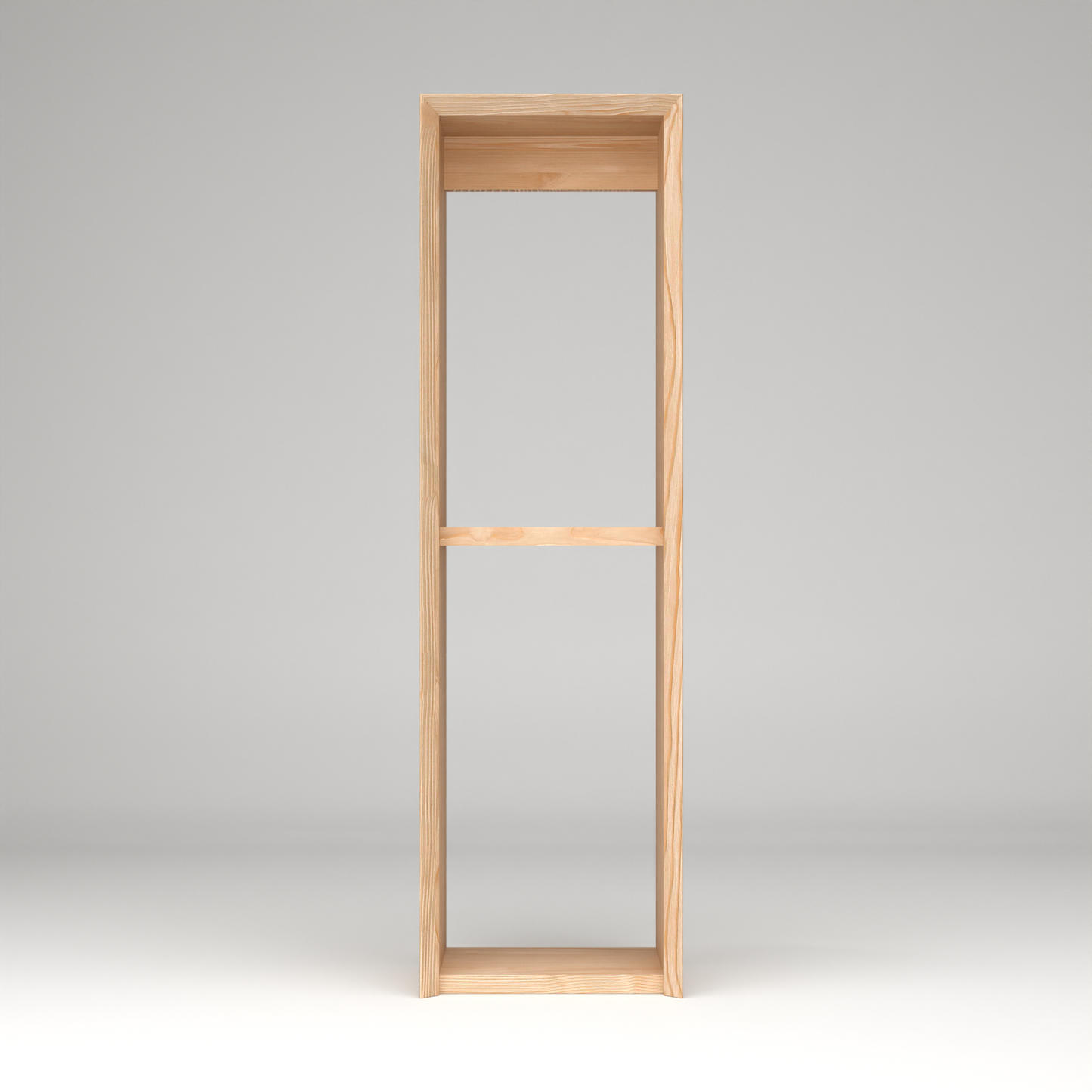 A Good Life minimalist pinewood stand with a simple open rectangular frame in natural light wood