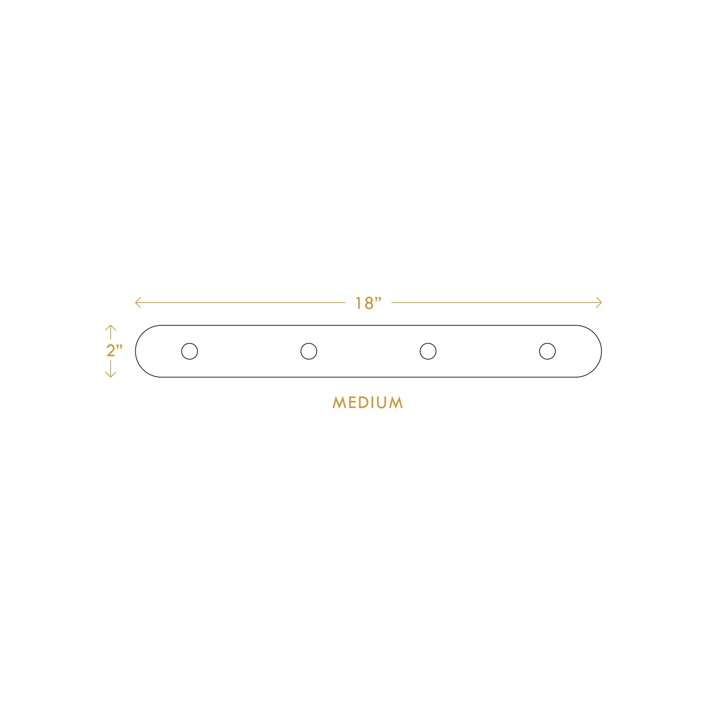 Medium minimalist wall hanger by A Good Life measuring 18 inches wide and 2 inches tall with four mounting holes
