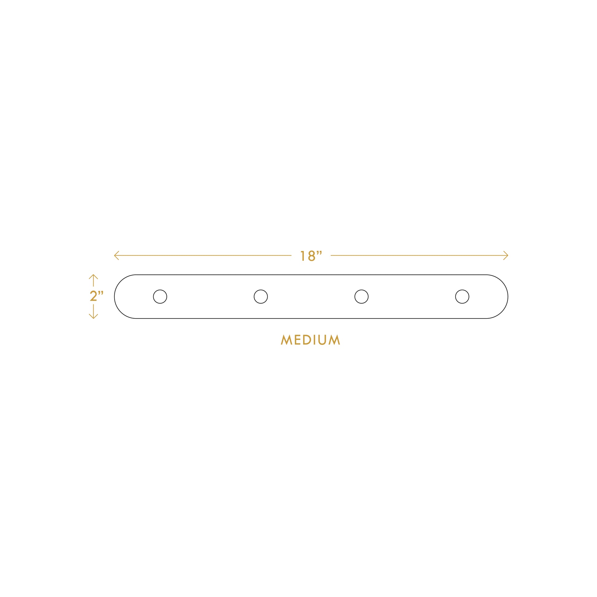 Medium minimalist wall hanger by A Good Life measuring 18 inches wide and 2 inches tall with four mounting holes
