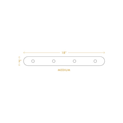 Medium minimalist wall hanger by A Good Life measuring 18 inches wide and 2 inches tall with four mounting holes