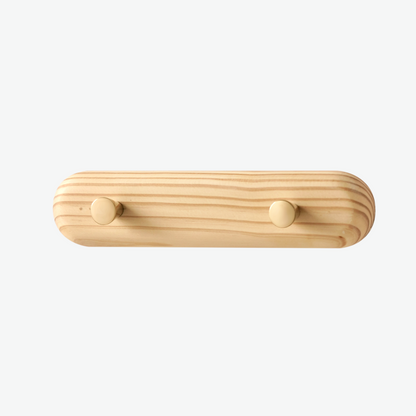 A Good Life natural wood minimalist wall hanger with two rounded pegs for hanging items
