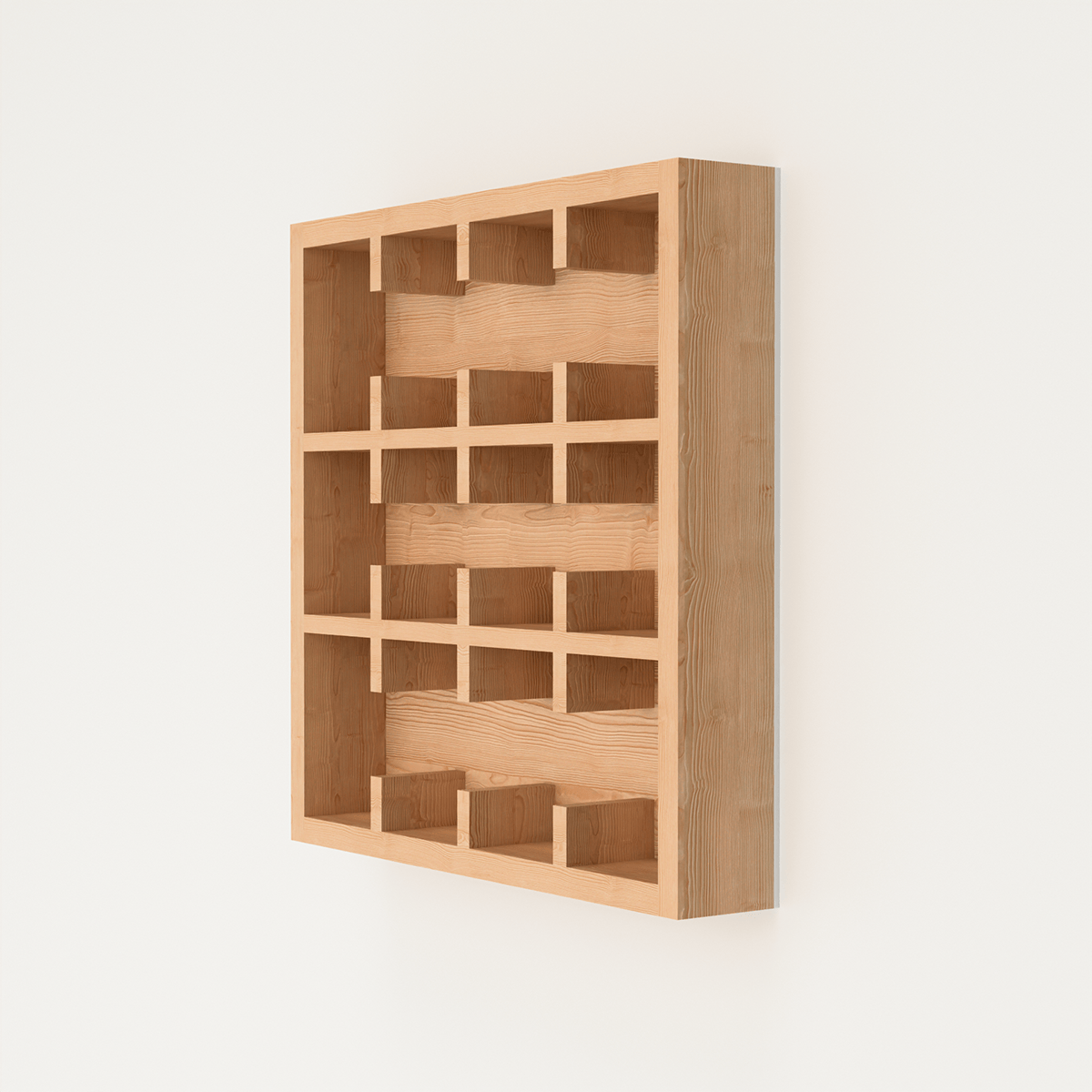 Minimalist wooden coffee mug organizer stand in natural pinewood with Wabi-Sabi design for kitchen display storage