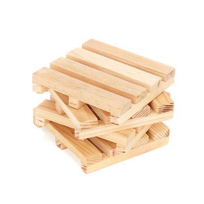 Minimalist wooden drink coasters for home dining with natural pine grain and rustic charm