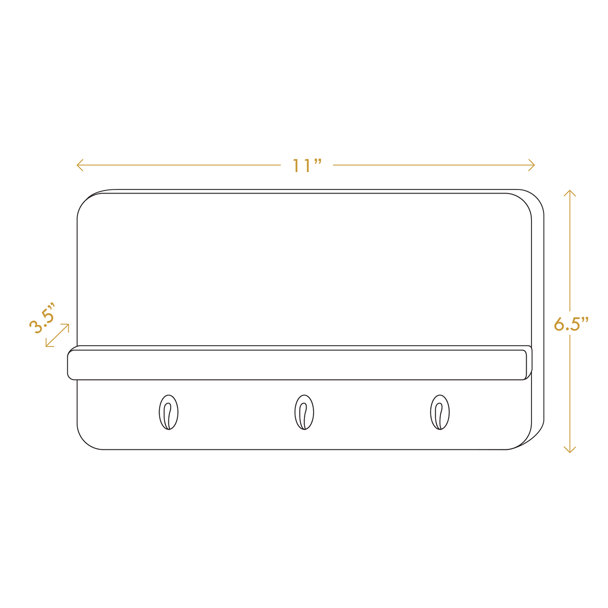 Minimalist wooden key shelf with entrance wall hook featuring eco-friendly reclaimed pinewood