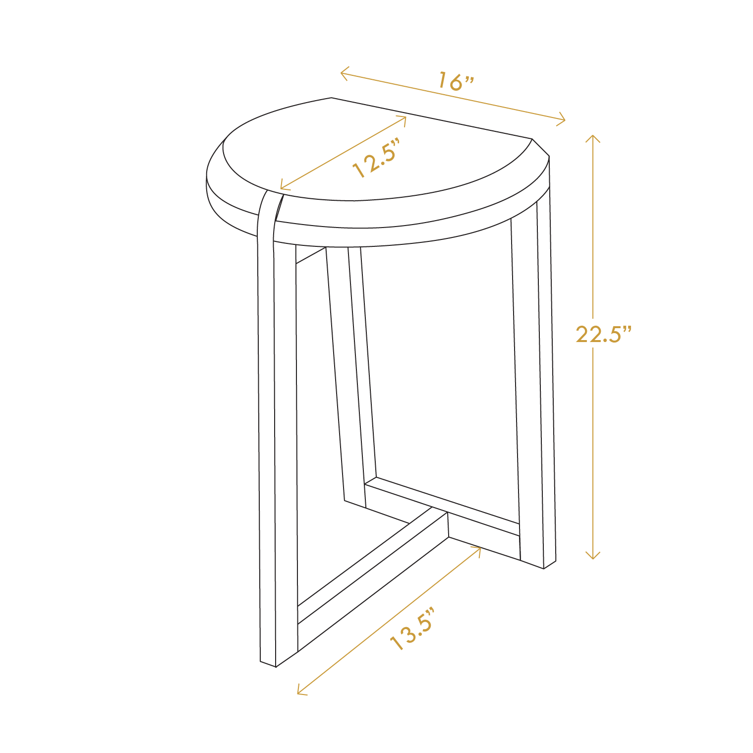 A Good Life minimalist wooden nesting tables side table with half circle top and wooden frame dimensions