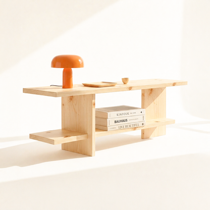 Pinewood console table with clean minimal lines
