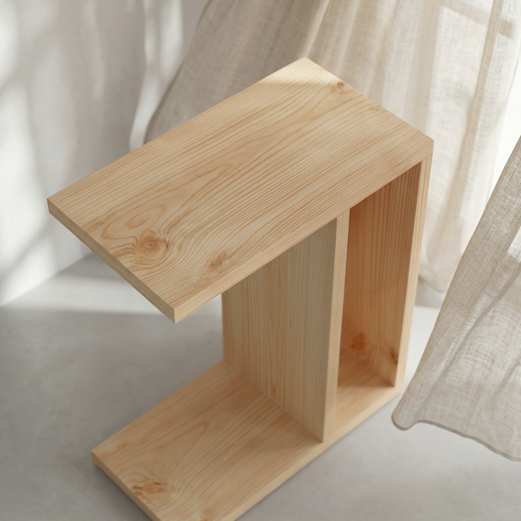 Nami Nightstand side angle view in solid pinewood — A Good Life