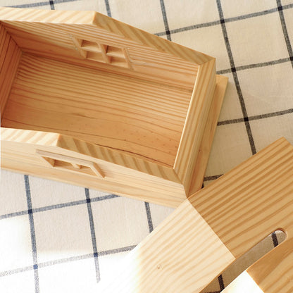 Cabin style tissue holder wooden house for Scandinavian bathroom organizer